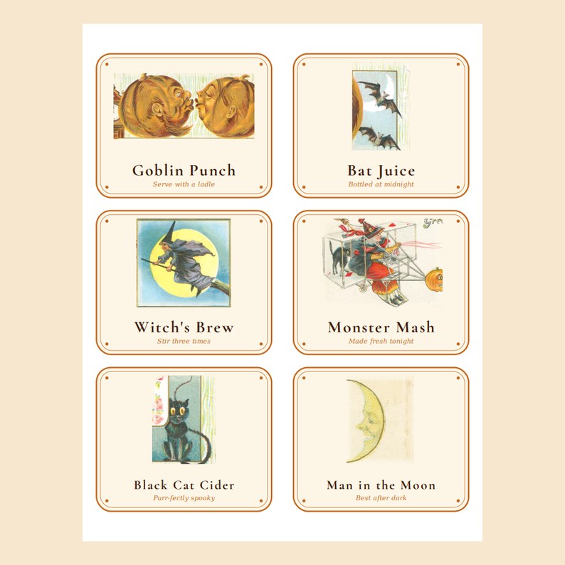 Kids Halloween party potion labels printable